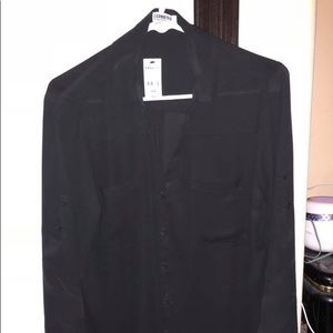 Express portfolio style button down black shirt